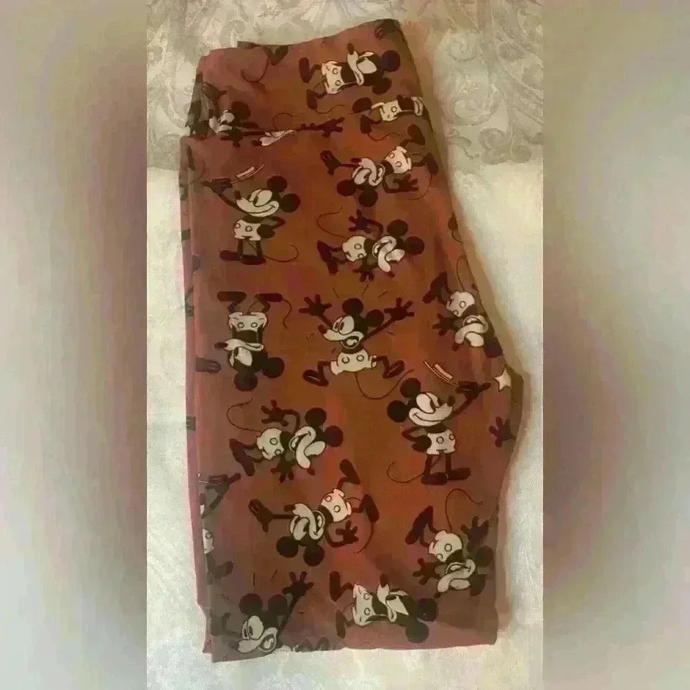 LuLaRoe Leggings OS Disney Mickey Mouse Burnt Orange Buttery Soft - Picture 4 of 4
